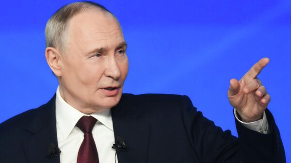 President Putin speaks at his big year-end press conference. December 19, 2025. - Sputnik India