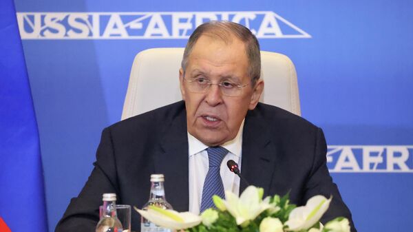 Russian Foreign Minister Sergey Lavrov during a joint press conference with Egyptian Foreign Minister Badr Abdel Ata at the Second Ministerial Conference of the Russia-Africa Partnership Forum in Cairo. - Sputnik भारत