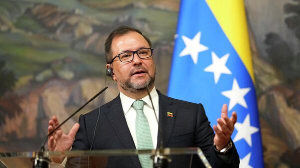 Venezuela's Foreign Minister Yvan Gil Pinto speaks during a joint press conference with Russian Foreign Minister Sergey Lavrov in Moscow, Russia, on Thursday, Nov. 16, 2023 - Sputnik India