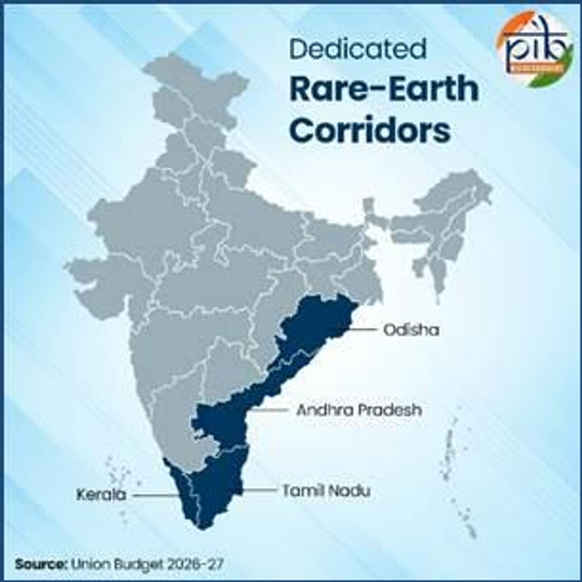 India has announced the launch of dedicated Rare Earth Corridors in Odisha, Kerala, Andhra Pradesh, and Tamil Nadu states.  - Sputnik India, 1920, 03.02.2026