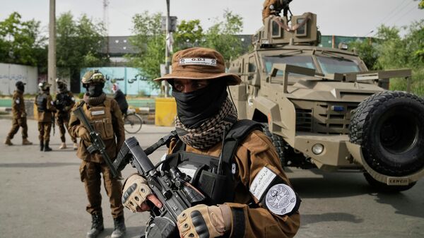 Taliban fighters stand guard in front of the former U.S. embassy the day before Eid al-Adha, or Feast of the Sacrifice, in Kabul, Afghanistan, Friday, June 6, 2025.   - Sputnik India