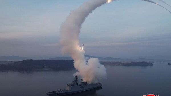 North Korea test-fires strategic cruise missiles from Choe Hyon destroyer, March 10, 2026 (KCNA) - Sputnik भारत