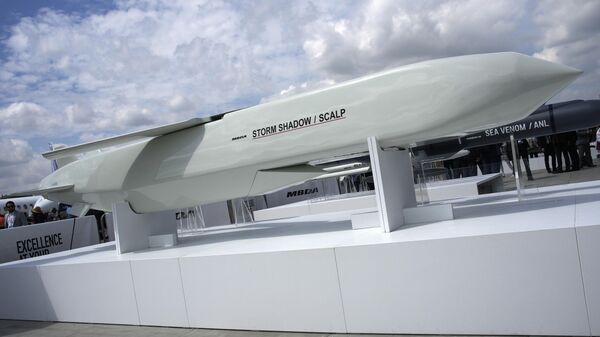 The Storm Shadow cruise missile is on display during the Paris Air Show in Le Bourget, north of Paris, France, on June 19, 2023. - Sputnik भारत