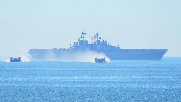Marines perform in a demonstration with hovercraft and the amphibious assault ship USS Boxer as Vice President JD Vance, not pictured, watches during activities to mark the upcoming Marine Corps' 250th anniversary Saturday, Oct 18, 2025, on Marine Corps Base Camp Pendleton in Camp Pendleton, Calif - Sputnik India