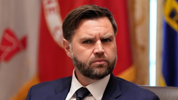 Vice President JD Vance listens as President Donald Trump speaks before a lunch with Ukraine's Volodymyr Zelensky in the Cabinet Room of the White House, Friday, Oct. 17, 2025, in Washington - Sputnik India
