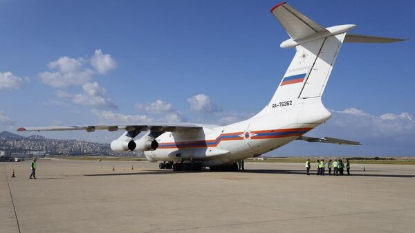 A special Il-76 aircraft of the Russian Ministry of Emergency Situations delivered over 27 tonnes of humanitarian aid to Beirut - Sputnik भारत
