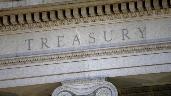 This June 6, 2019, photo shows the U.S. Treasury Department building at dusk in Washington. - Sputnik भारत