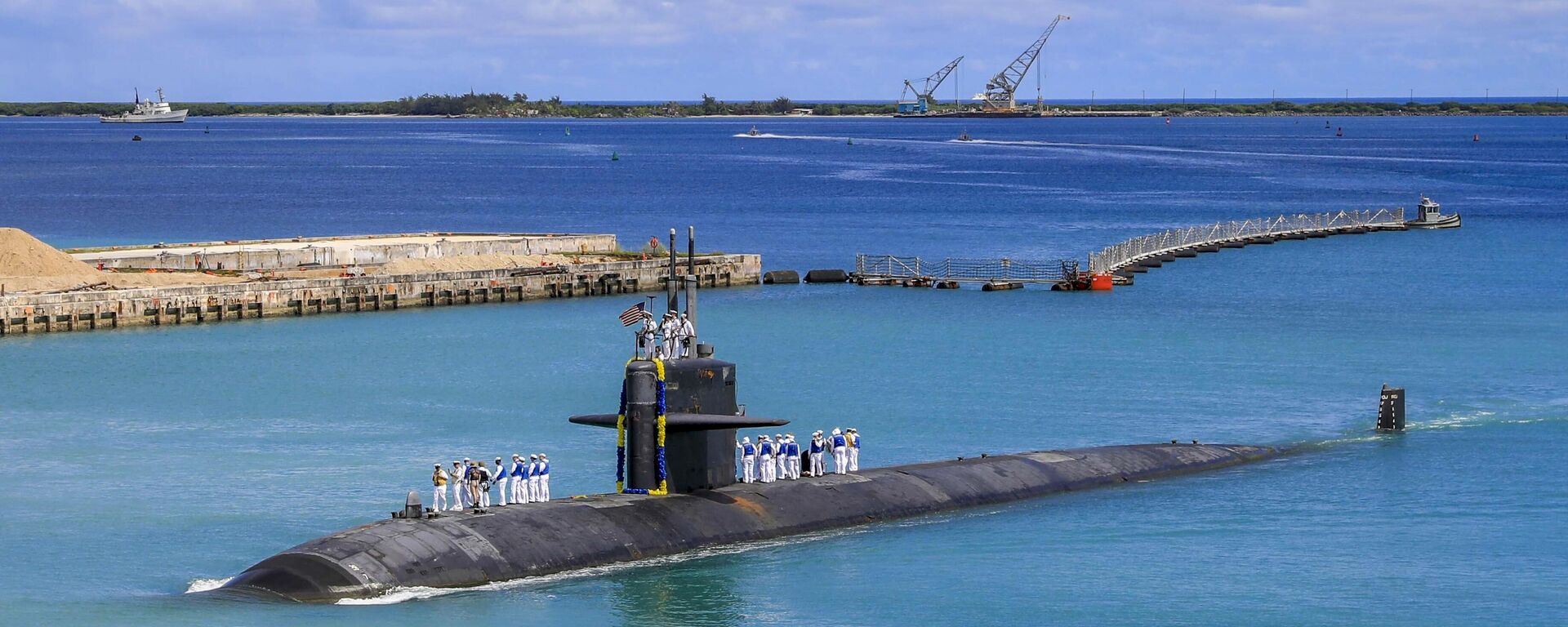 The Los Angeles-class fast attack submarine USS Oklahoma City (SSN 723) returns to U.S. Naval Base in Guam, Aug. 19, 2021. The Los Angeles-class fast attack submarine USS Oklahoma City (SSN 723) returns to U.S. Naval Base in Guam, Aug. 19, 2021. - Sputnik India, 1920, 17.05.2026
