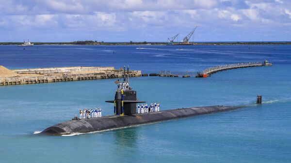 The Los Angeles-class fast attack submarine USS Oklahoma City (SSN 723) returns to U.S. Naval Base in Guam, Aug. 19, 2021. - Sputnik भारत
