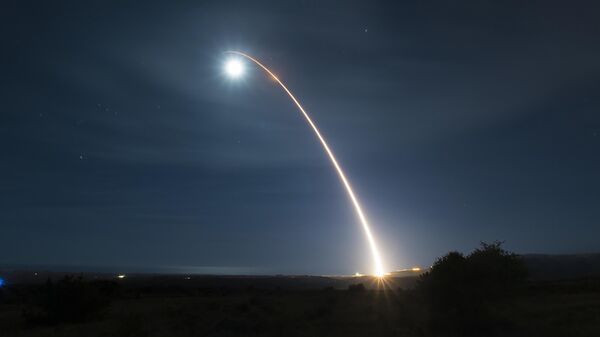This photo provided by the US Air Force shows the launch of an unarmed Minuteman III intercontinental ballistic missile during a developmental test - Sputnik भारत