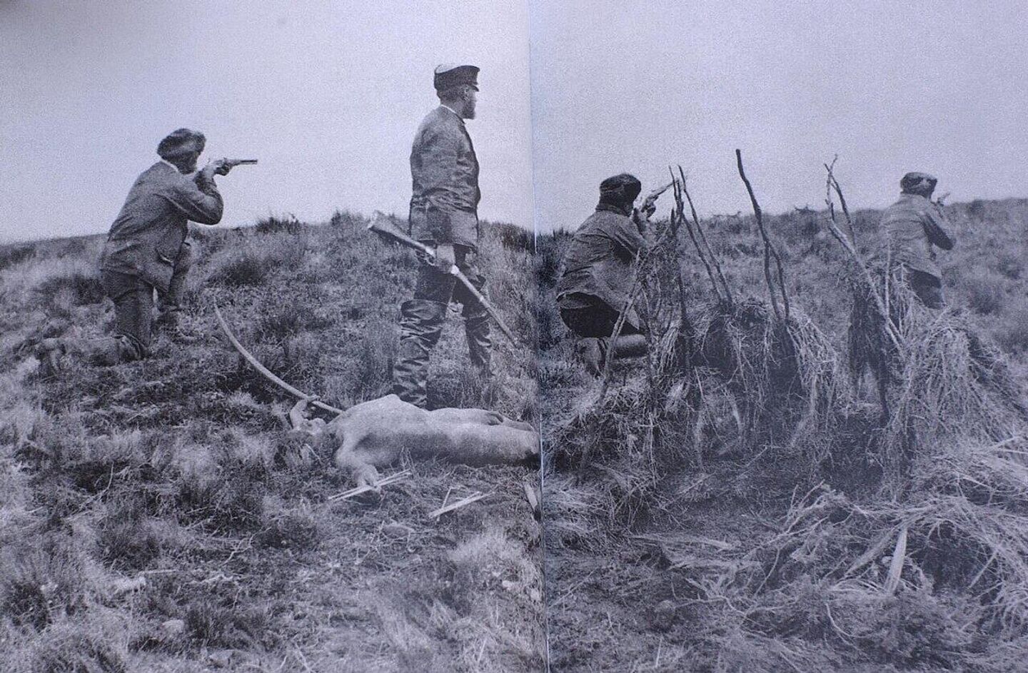 Julius Popper during one of his Indian hunts. A naked native, murdered by his militiamen, lies at Popper's feet. Julius Popper during one of his Indian hunts. A naked native, murdered by his militiamen, lies at Popper's feet. - Sputnik India