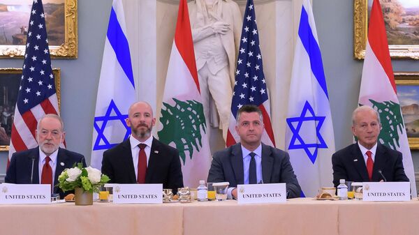 United States Ambassador to Israel Mike Huckabee, left, is joined by second from left: State Department Chief of Staff Dan Holler, Sr., State Department Counselor and Director, Office of Policy Planning Michael A. Needham and United States Ambassador to Lebanon Michel Issa, as they meet with Israeli Ambassador to the United States Yechiel Leiter and Lebanese Ambassador to the United States Nada Hamadeh, at the State Department, Tuesday, June 2, 2026, in Washington - Sputnik India