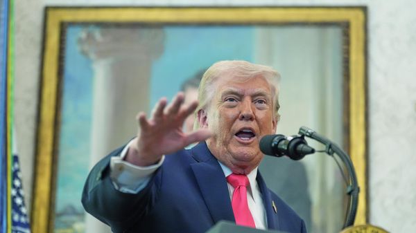 President Donald Trump speaks during the swearing in for Homeland Security Secretary Markwayne Mullin in the Oval Office of the White House, Tuesday, March 24, 2026, in Washington - Sputnik India
