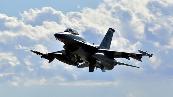 This image provided by the US Air Force, a F-16 Fighting Falcon from the 510th Fighter Squadron takes off during Red Flag 24-1 at Nellis Air Force Base, Nevada, on Jan 25, 2024 - Sputnik India