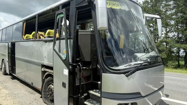The aftermath of a Ukrainian drone strike on a bus with Belarusian children near Bryansk - Sputnik India