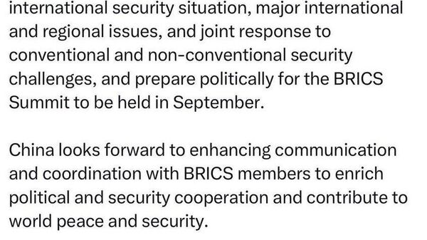 🚨China pushes for deeper security cooperation ahead of BRICS NSA meeting - Sputnik India