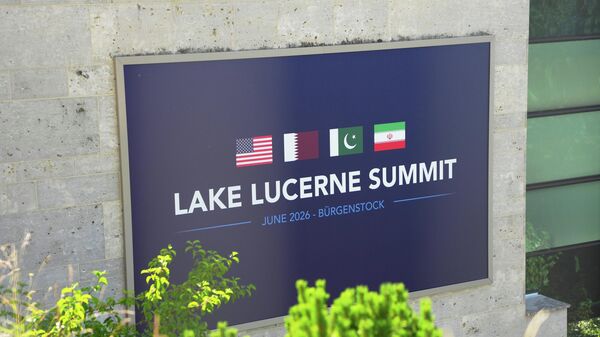 A sign at the entrance to the Burgenstock Resort in Obbuergen, near Lucerne, in Switzerland - Sputnik India