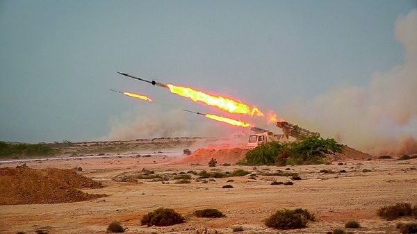 In this photo released Tuesday, July 28, 2020, by Sepahnews, missiles are fired in a Revolutionary Guard military exercise. Iran's paramilitary Revolutionary Guard fired a missile from a helicopter targeting the mock-up aircraft carrier in the strategic Strait of Hormuz. That's according to footage aired on state television on Tuesday. Iranian commandos also fast-roped down from a helicopter onto the replica in the footage from the exercise called Great Prophet 14. The drill appears aimed at threatening the U.S. amid tensions between Tehran and Washington. - Sputnik India
