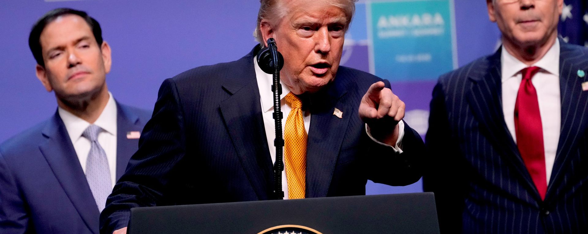 President Donald Trump speaks during a media conference at the NATO summit in Ankara, Turkey, Wednesday, July 8, 2026 - Sputnik भारत, 1920, 09.07.2026