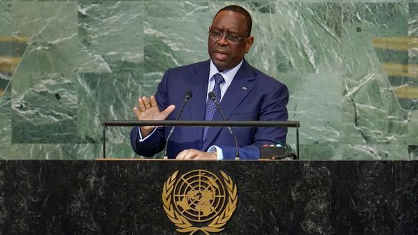 President of Senegal and African Union chairperson Macky Sall addresses the 77th session of the General Assembly at United Nations headquarters, Tuesday, Sept. 20, 2022. - Sputnik India