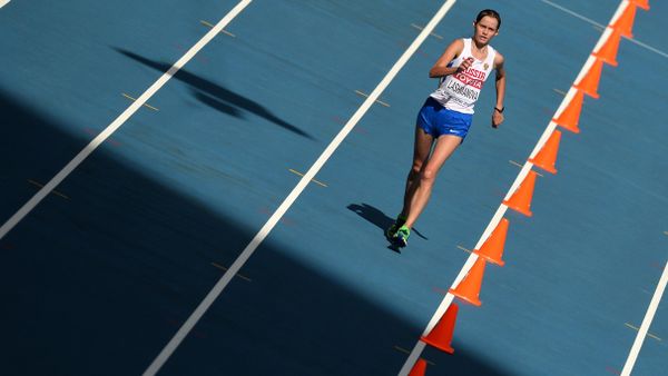 Elena Lashmanova (Russia) competes in the women's 20km race walk at the World Athletics Championships in Moscow. - Sputnik भारत