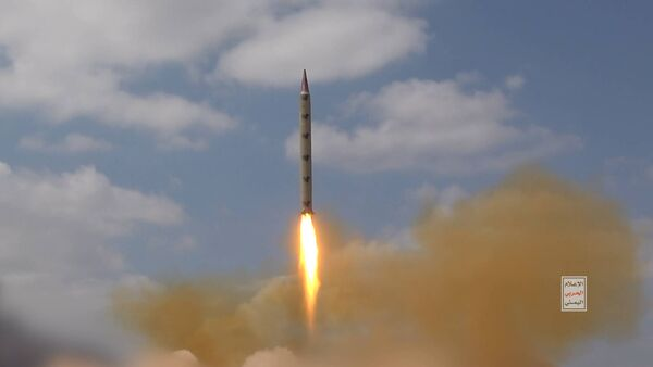 Houthi Zulfiqar missile launched toward Israel. Photo released by the militia's media office. - Sputnik India