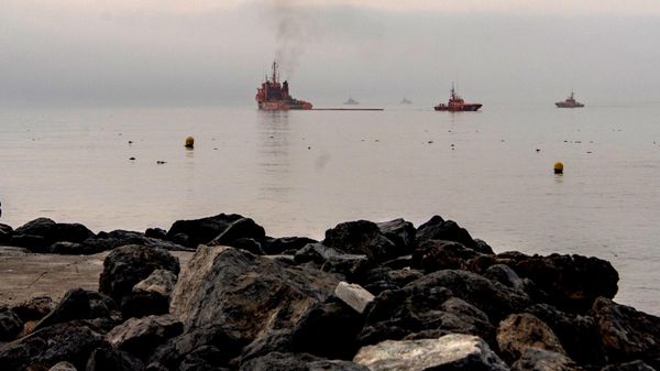 Civil Protection vessels assist in the installation of floating barriers off the coast of the Spanish enclave of Ceuta, Saturday, Aug. 1, 2026.  - Sputnik India