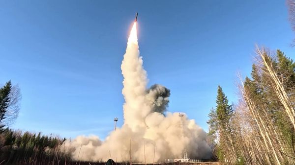 The launch of a Yars intercontinental ballistic missile during a training exercise of strategic nuclear forces involving their ground, sea, and air components. - Sputnik India
