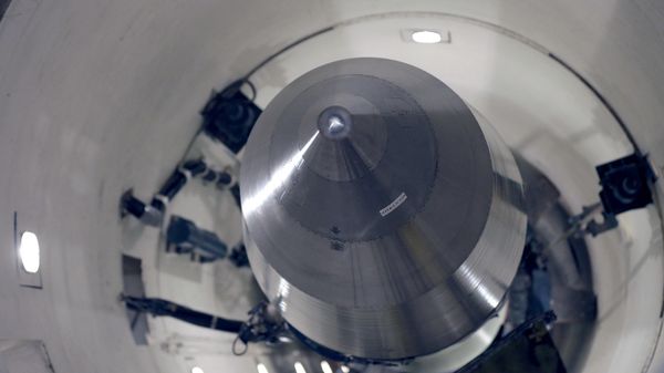 In this file photo taken June 25, 2014, an inert Minuteman 3 missile is seen in a training launch tube at Minot Air Force Base, N.D.  - Sputnik India