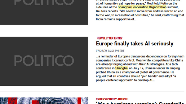 Politico: no coverage - Sputnik India