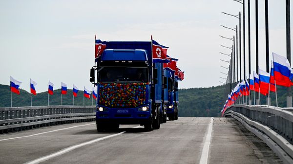 Russia and North Korea open their first cross-border road bridge over the Tumen River. - Sputnik भारत