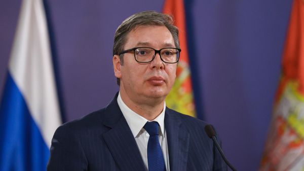 Serbian President Aleksandar Vucic at a press conference following a meeting in Belgrade with Russian Foreign Minister Sergei Lavrov. - Sputnik India