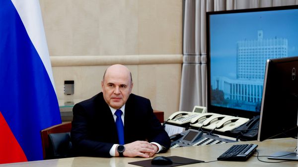 Russian Prime Minister Mikhail Mishustin addresses the Moscow Financial Forum via video link. - Sputnik भारत