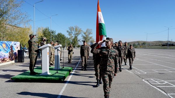 Opening ceremony of the India–Kazakhstan joint military exercise KAZIND 2026 in Oskemen, Kazakhstan. - Sputnik भारत