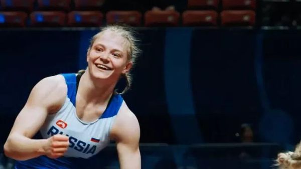 Alina Shevchenko after winning her bout at the U23 World Wrestling Championships in Las Vegas. - Sputnik भारत