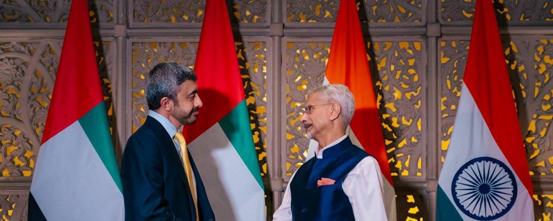 UAE Deputy PM & Foreign Minister Abdullah bin Zayed Al Nahyan met with Indian EAM Jaishankar in Mumbai. - Sputnik भारत, 1920, 20.10.2026